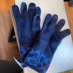 Navy blue coach gloves never worn